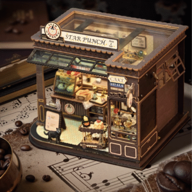 DIY Miniature Coffee House – Handcrafted Scene Model Building Kit / Art Block House